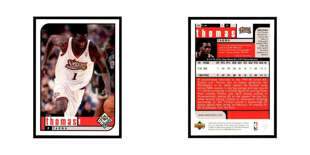 1998 UD Choice Tim Thomas Basketball Cards #107