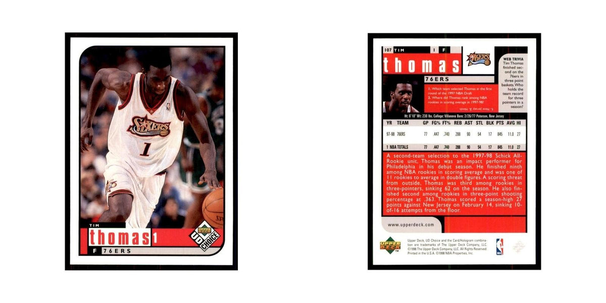 1998 UD Choice Tim Thomas Basketball Cards #107