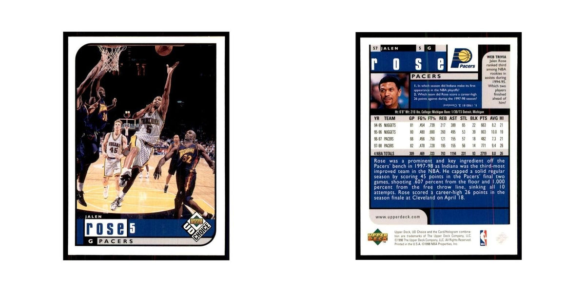 1998 UD Choice Jalen Rose Basketball Cards #57