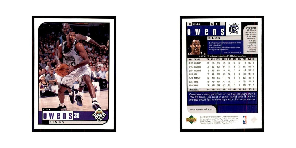 1998 UD Choice Billy Owens Basketball Cards #123