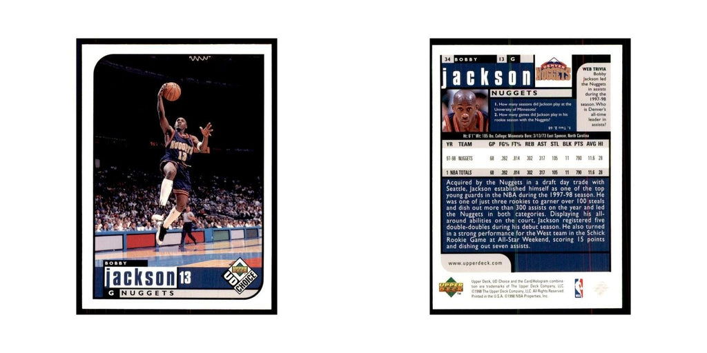 1998 UD Choice Bobby Jackson Basketball Cards #34