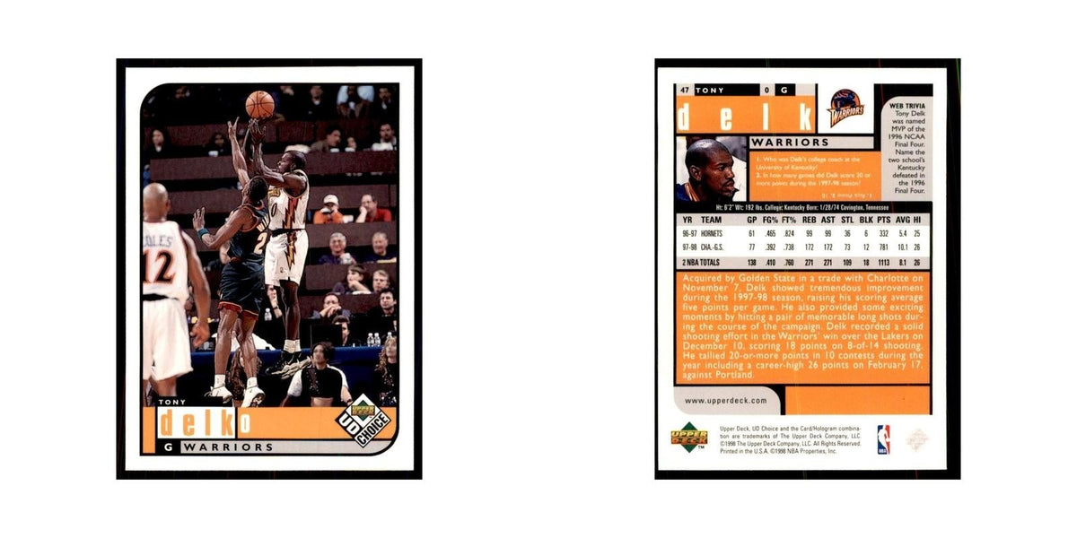 1998 UD Choice Tony Delk Basketball Cards #47