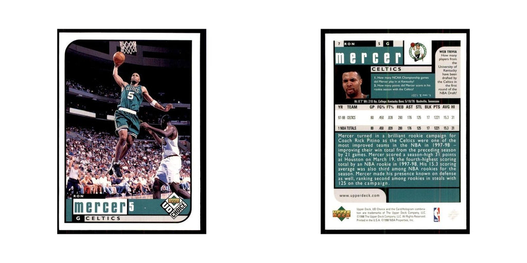 1998 UD Choice Ron Mercer Basketball Cards #7