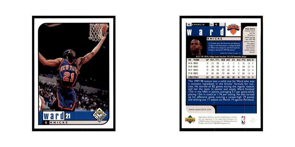 1998 UD Choice Charlie Ward Basketball Cards #98