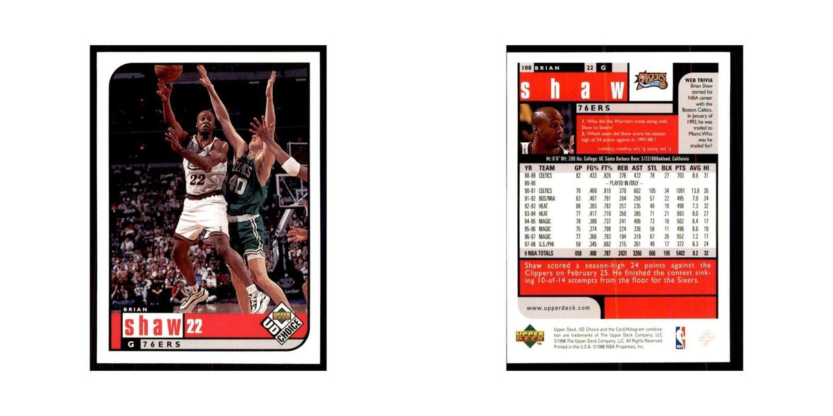 1998 UD Choice Brian Shaw Basketball Cards #108