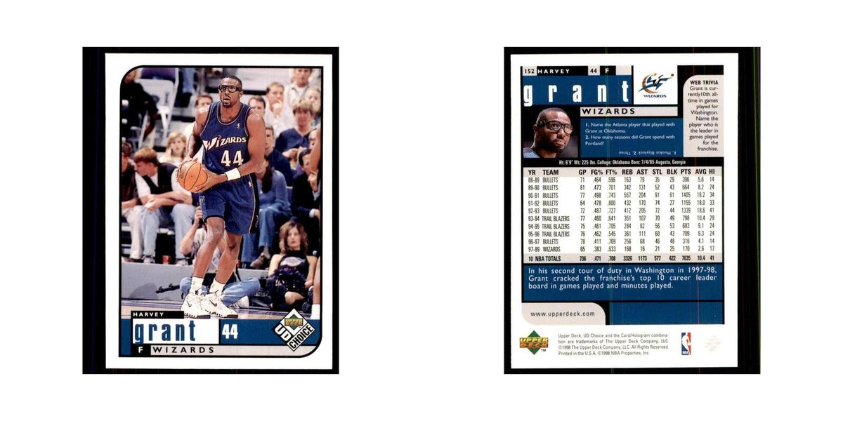 1998 UD Choice Harvey Grant Basketball Cards #152