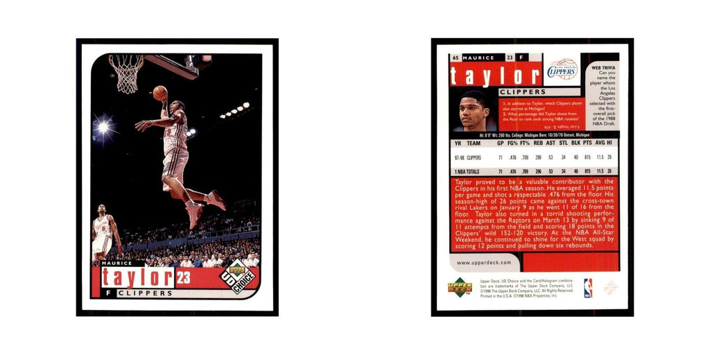 1998 UD Choice Maurice Taylor Basketball Cards #65