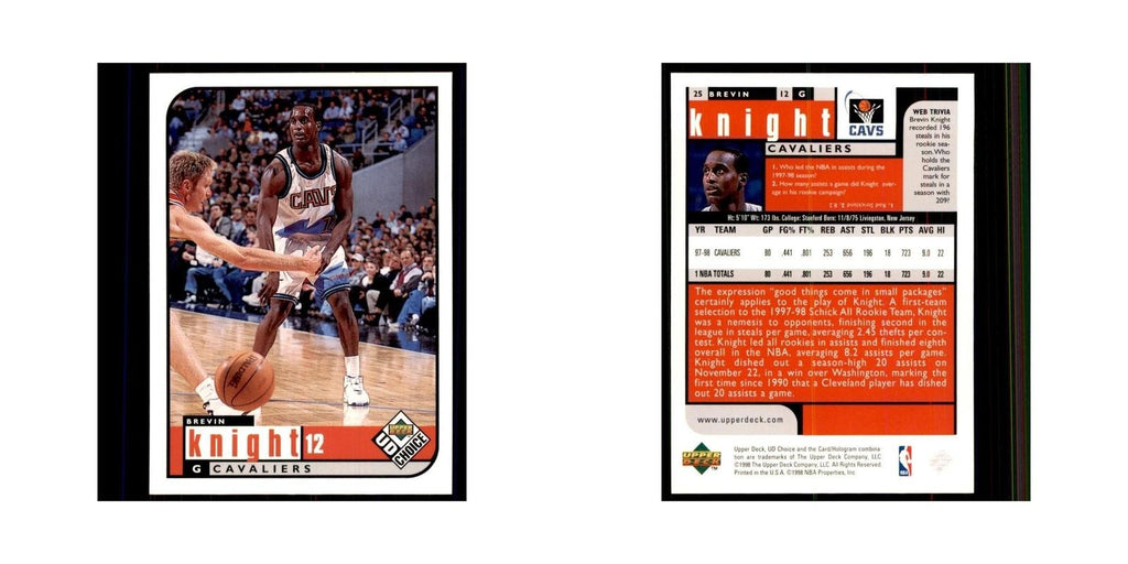 1998 UD Choice Brevin Knight Basketball Cards #25