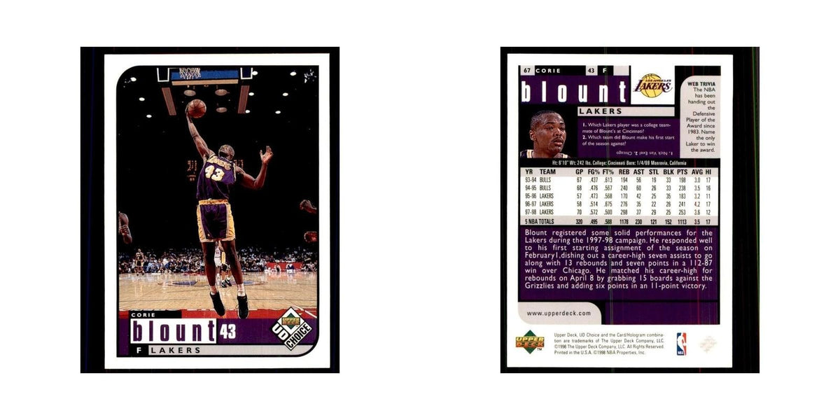 1998 UD Choice Corie Blount Basketball Cards #67