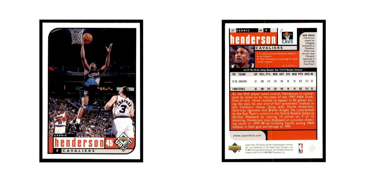 1998 UD Choice Cedric Henderson Basketball Cards #27