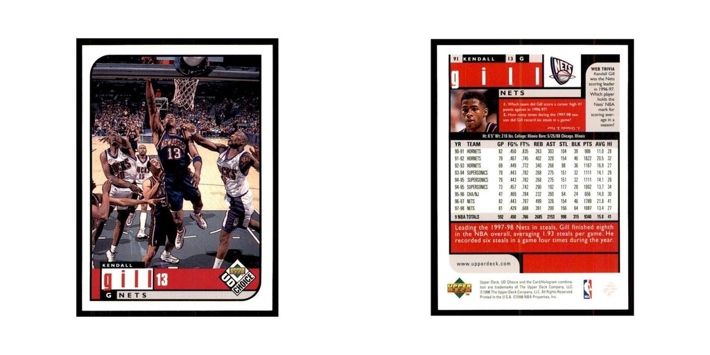1998 UD Choice Kendall Gill Basketball Cards #91