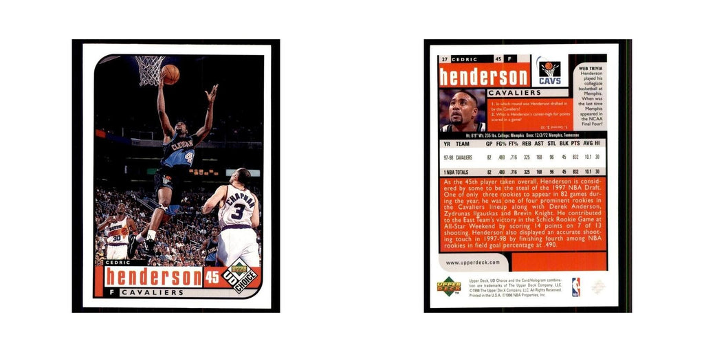1998 UD Choice Cedric Henderson Basketball Cards #27