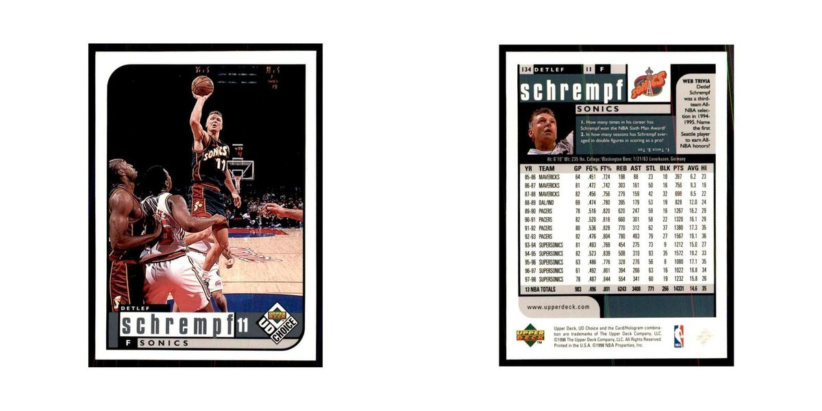 1998 UD Choice Detlef Schrempf Basketball Cards #134
