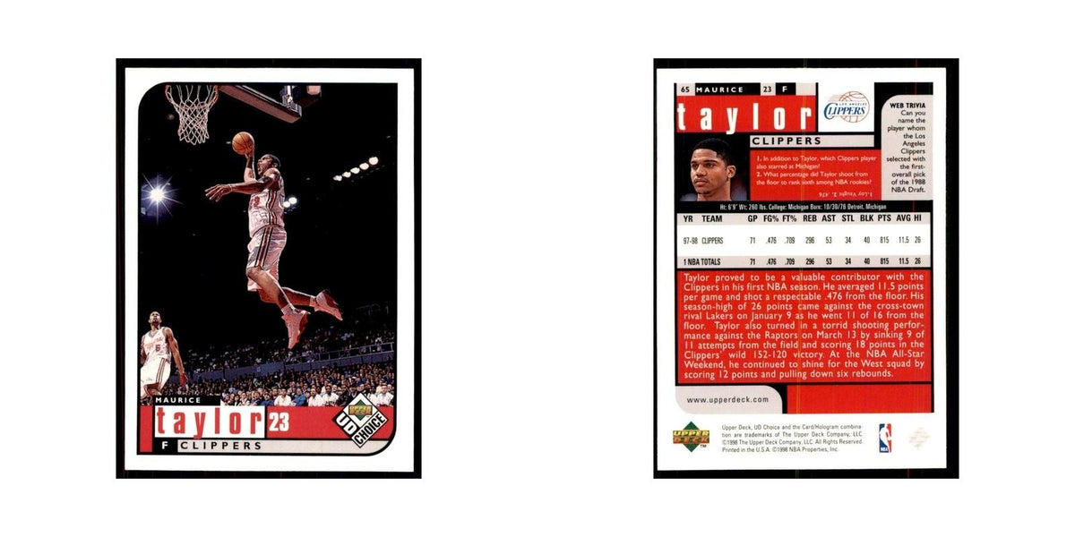 1998 UD Choice Maurice Taylor Basketball Cards #65
