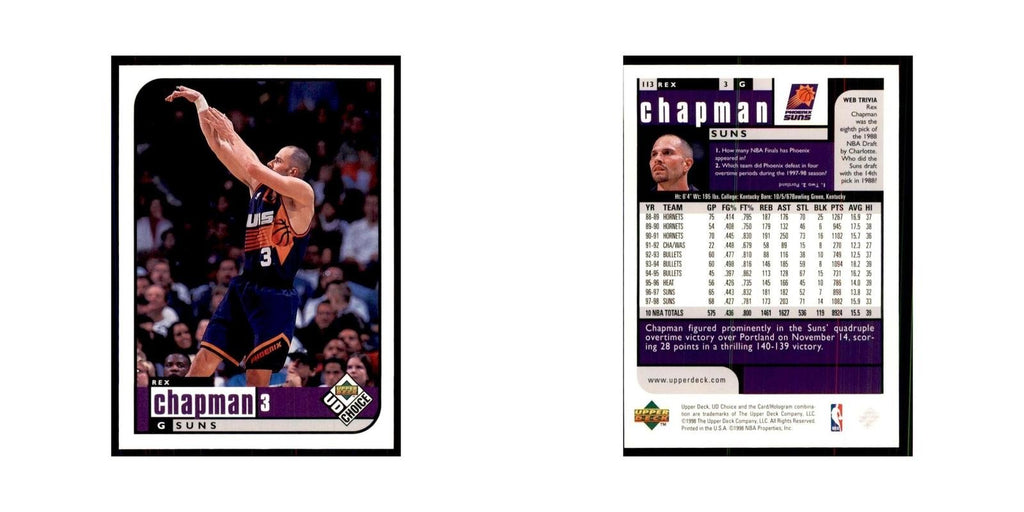 1998 UD Choice Rex Chapman Basketball Cards #113