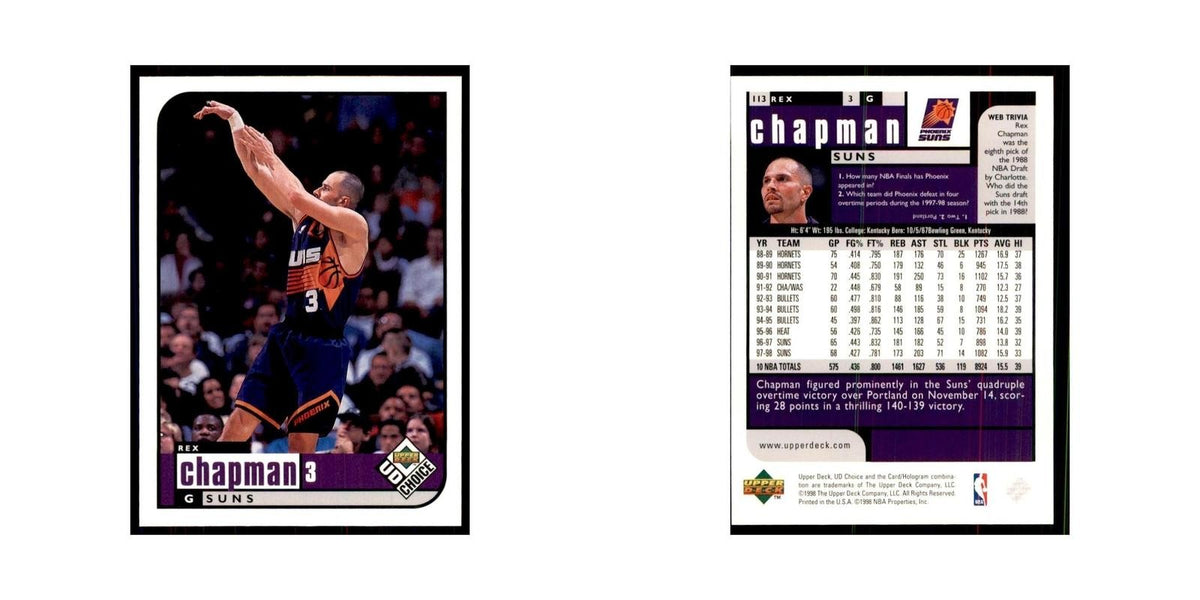 1998 UD Choice Rex Chapman Basketball Cards #113