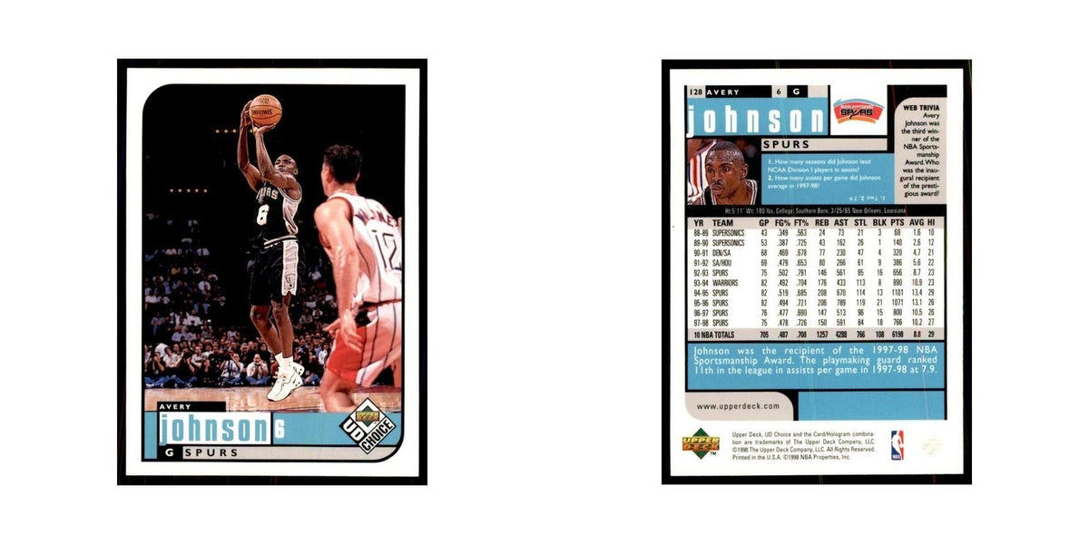 1998 UD Choice Avery Johnson Basketball Cards #128