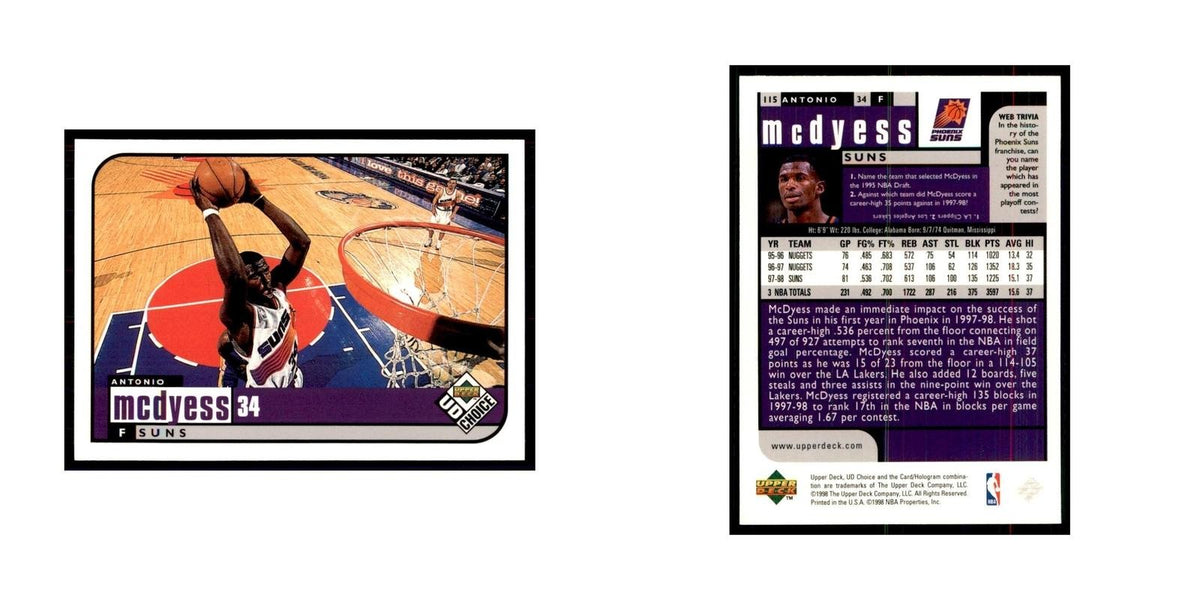 1998 UD Choice Antonio McDyess Basketball Cards #115