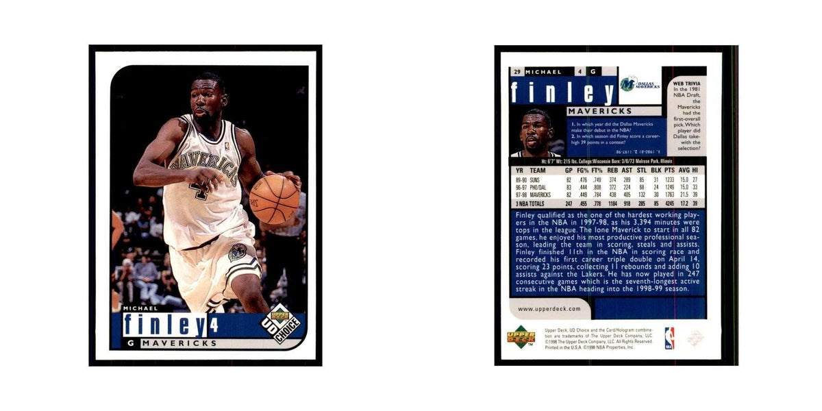 1998 UD Choice Michael Finley Basketball Cards #29