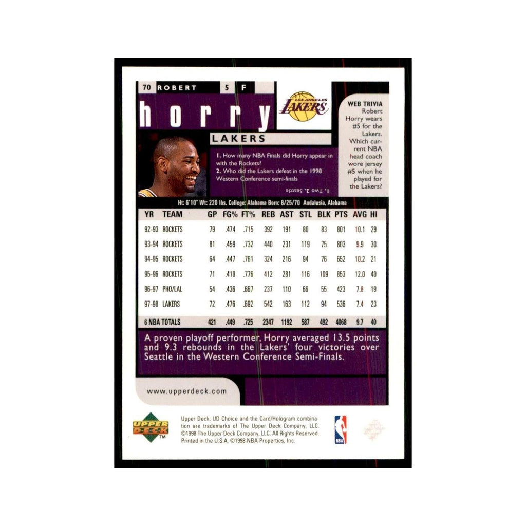 1998 UD Choice Robert Horry Basketball Cards #70