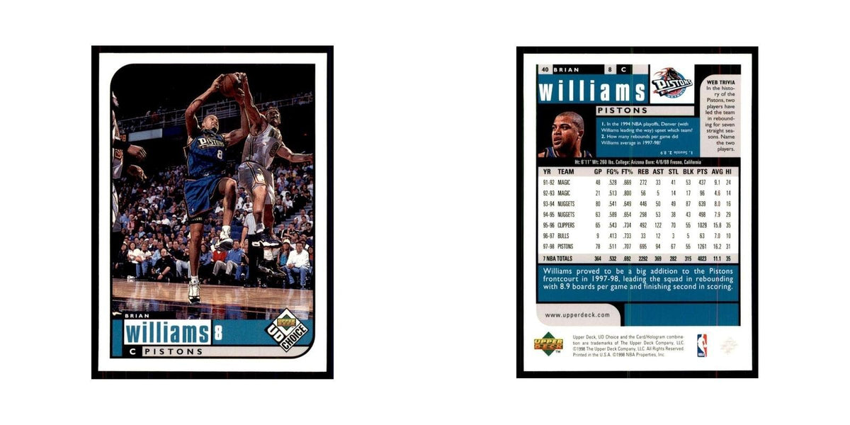 1998 UD Choice Brian Williams Basketball Cards #40