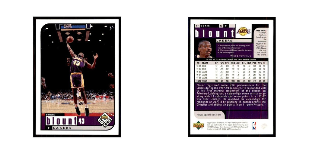 1998 UD Choice Corie Blount Basketball Cards #67