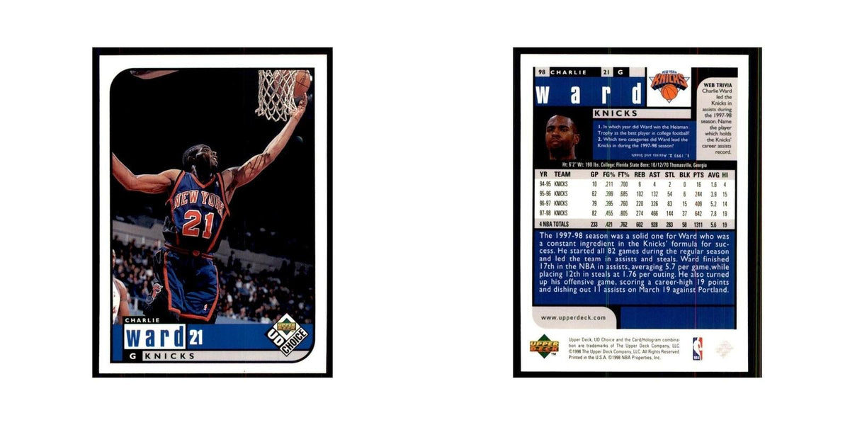 1998 UD Choice Charlie Ward Basketball Cards #98