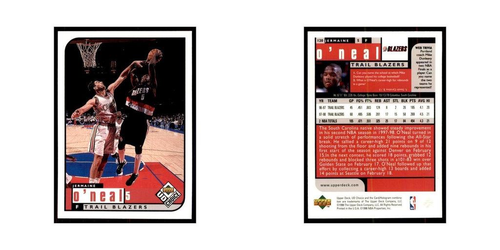 1998 UD Choice Jermaine O'Neal Basketball Cards #120