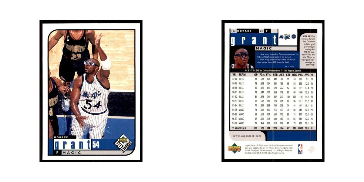 1998 UD Choice Horace Grant Basketball Cards #103