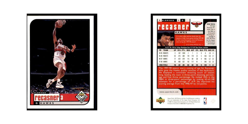 1998 UD Choice Eldridge Recasner Basketball Cards #5