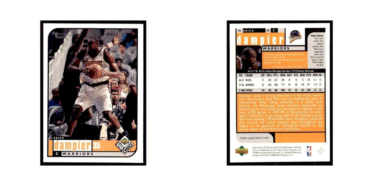 1998 UD Choice Erick Dampier Basketball Cards #45