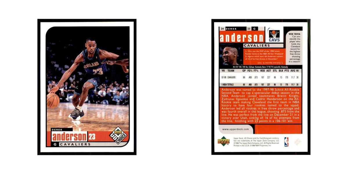 1998 UD Choice Derek Anderson Basketball Cards #24
