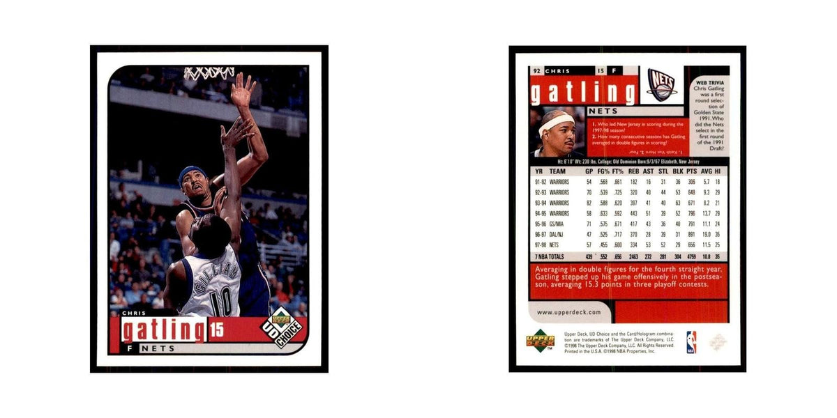 1998 UD Choice Chris Gatling Basketball Cards #92