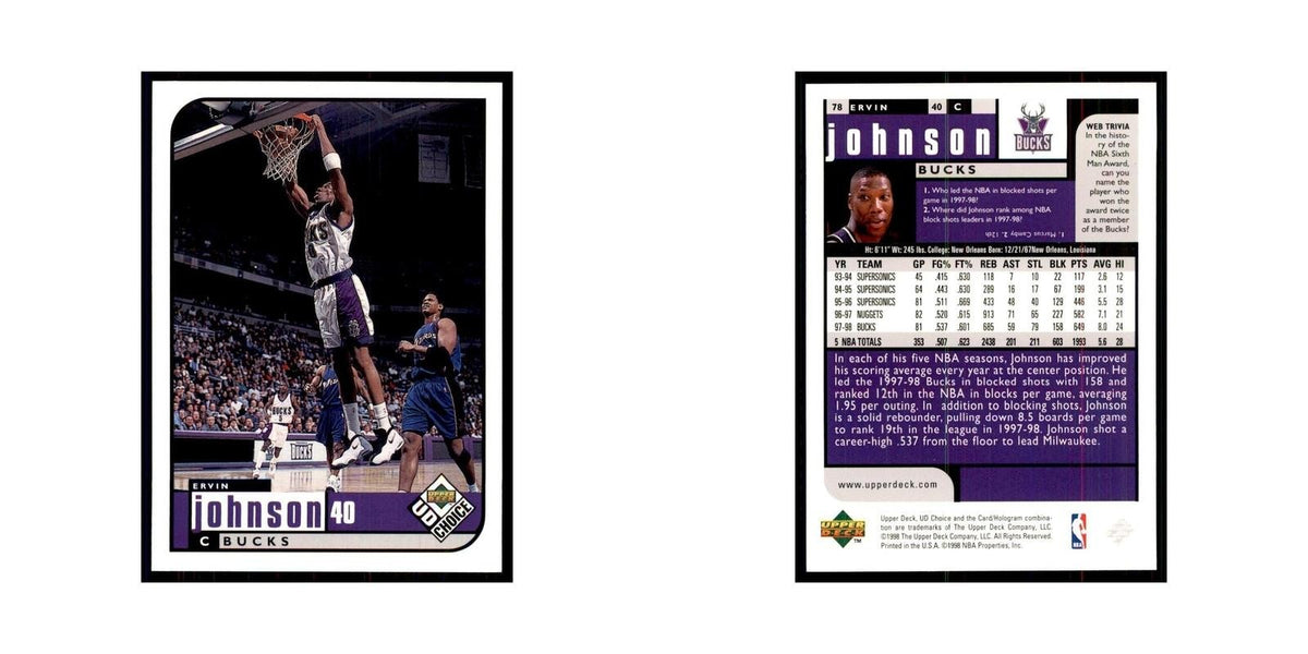 1998 UD Choice Ervin Johnson Basketball Cards #78