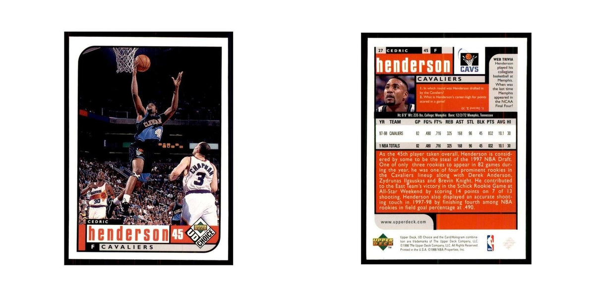 1998 UD Choice Cedric Henderson Basketball Cards #27
