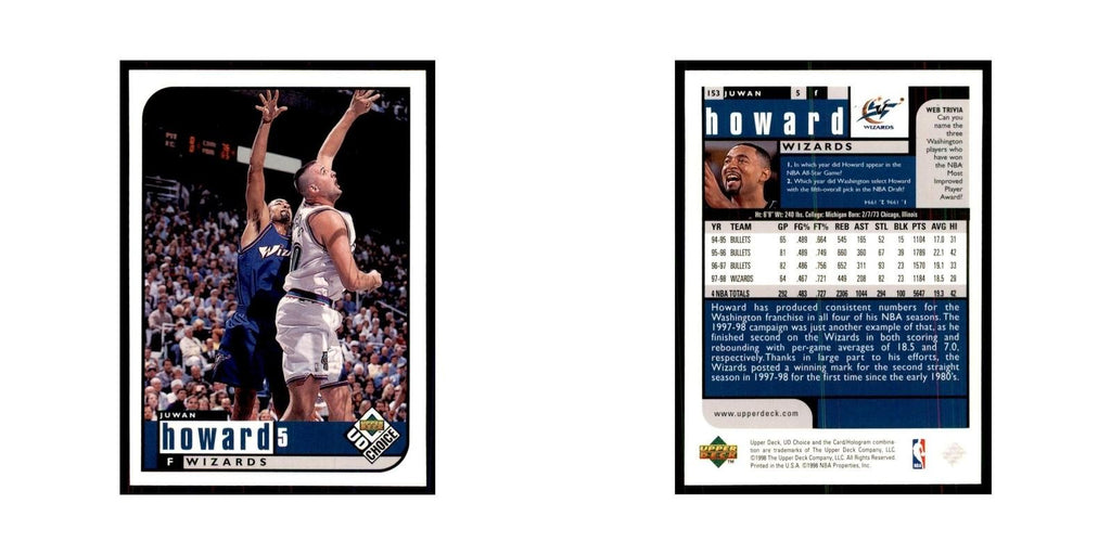 1998 UD Choice Juwan Howard Basketball Cards #153