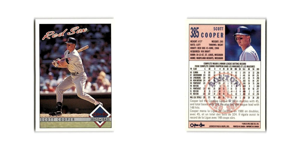 Scott Cooper 1993 O-Pee-Chee #385 Boston Red Sox Baseball Card NM