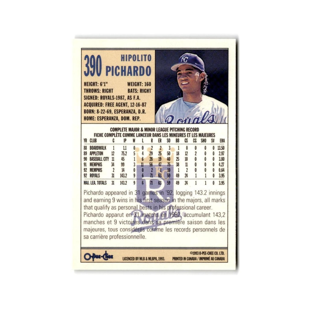 Hipolito Pichardo 1993 O-Pee-Chee #390 Kansas City Royals Baseball Card NM