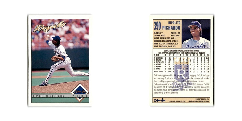 Hipolito Pichardo 1993 O-Pee-Chee #390 Kansas City Royals Baseball Card NM