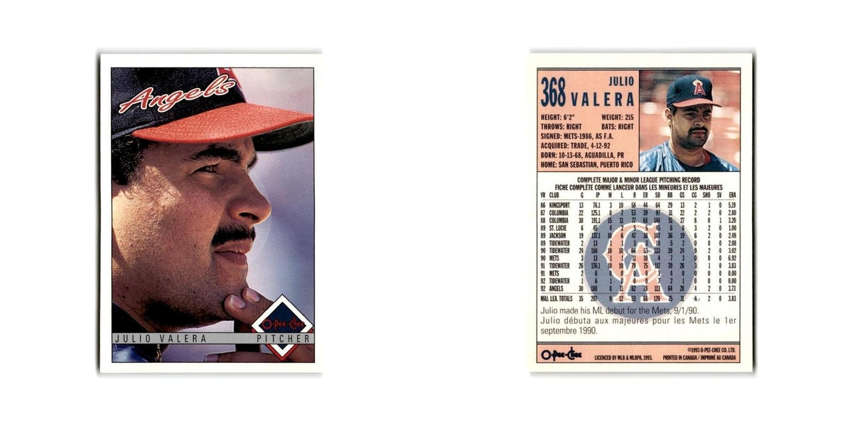 Julio Valera 1993 O-Pee-Chee #368 California Angels Baseball Card NM