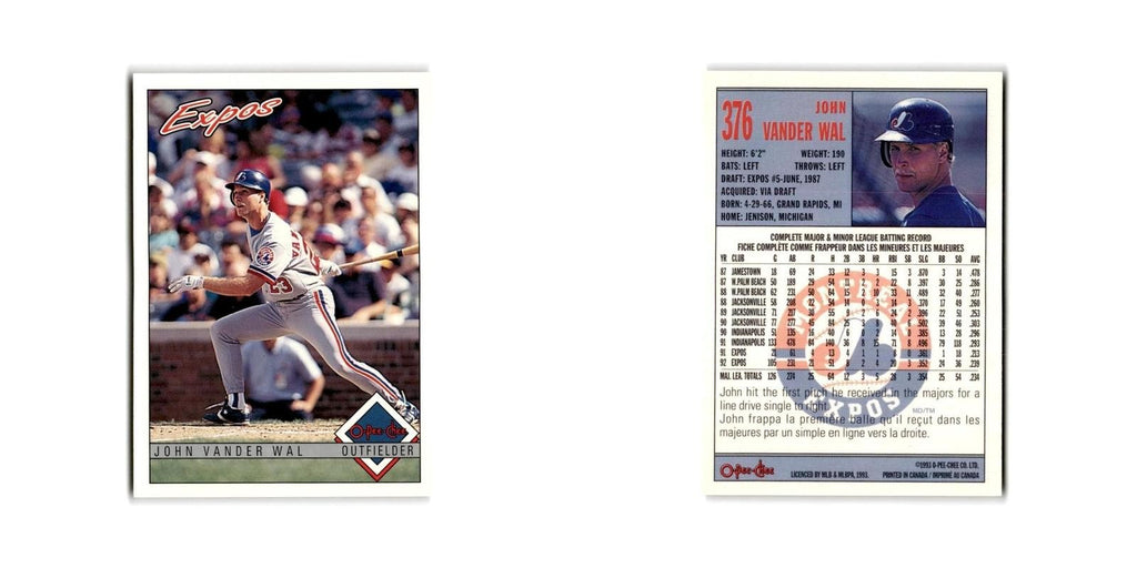 John Vander Wal 1993 O-Pee-Chee #376 Montreal Expos Baseball Card NM