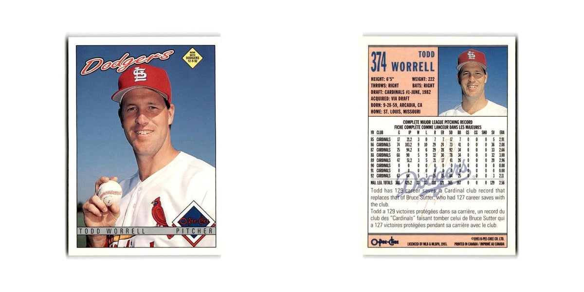Todd Worrell 1993 O-Pee-Chee #374 Los Angeles Dodgers Baseball Card NM