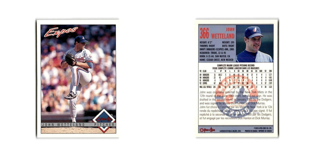 John Wetteland 1993 O-Pee-Chee #366 Montreal Expos Baseball Card NM