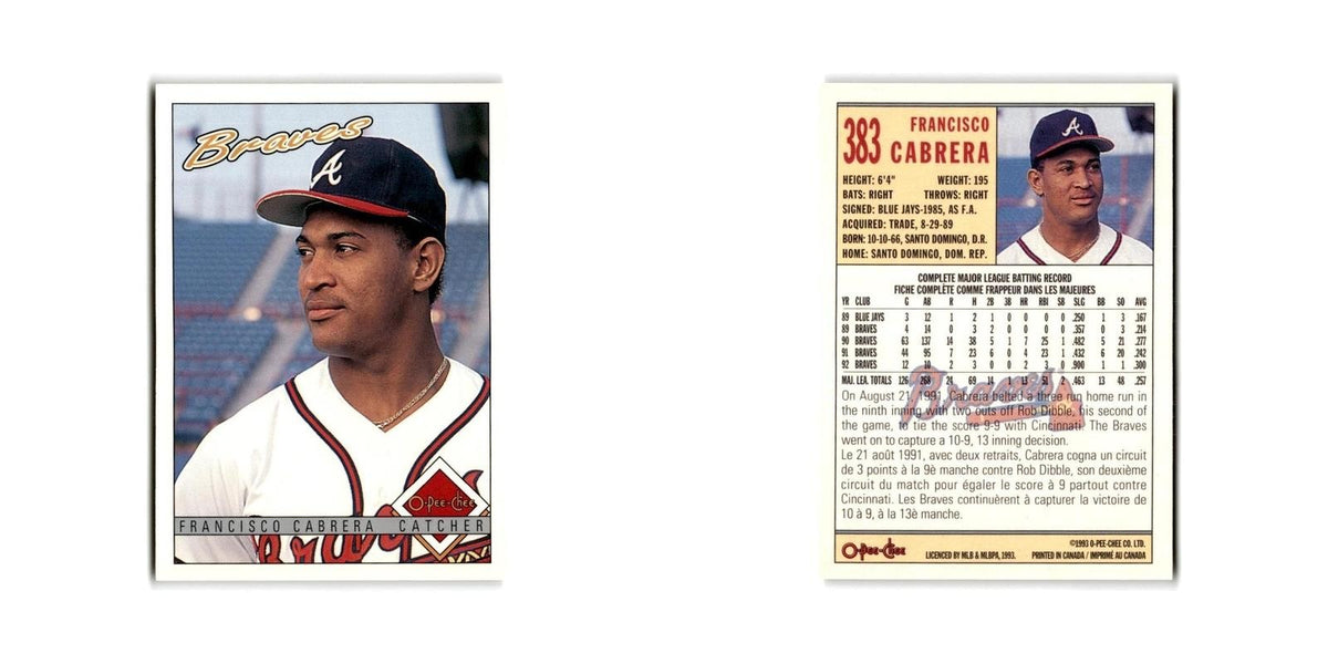 Francisco Cabrera 1993 O-Pee-Chee #383 Atlanta Braves Baseball Card NM