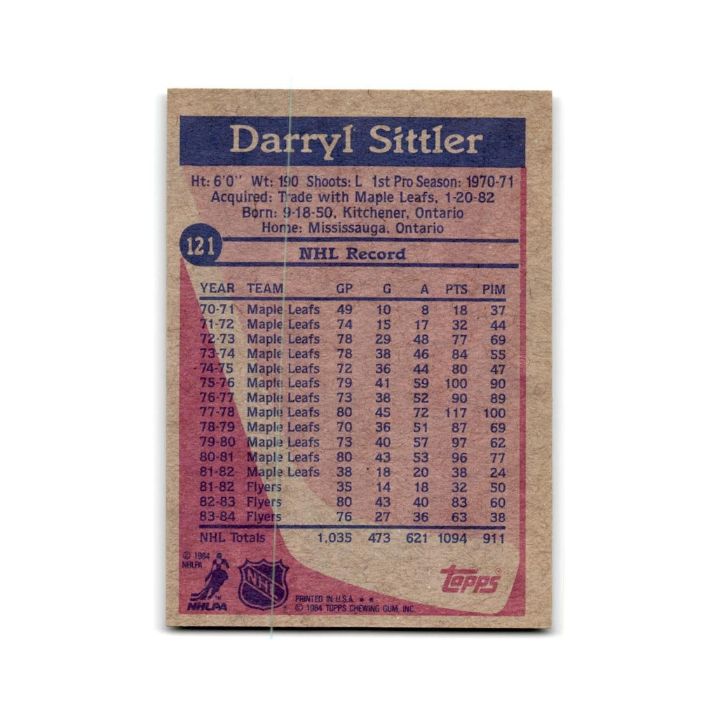 1984 Topps Darryl Sittler Philadelphia Flyers #121