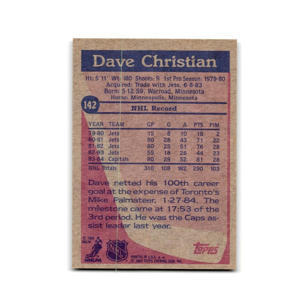 1984 Topps Dave Christian Washington Capitals #142