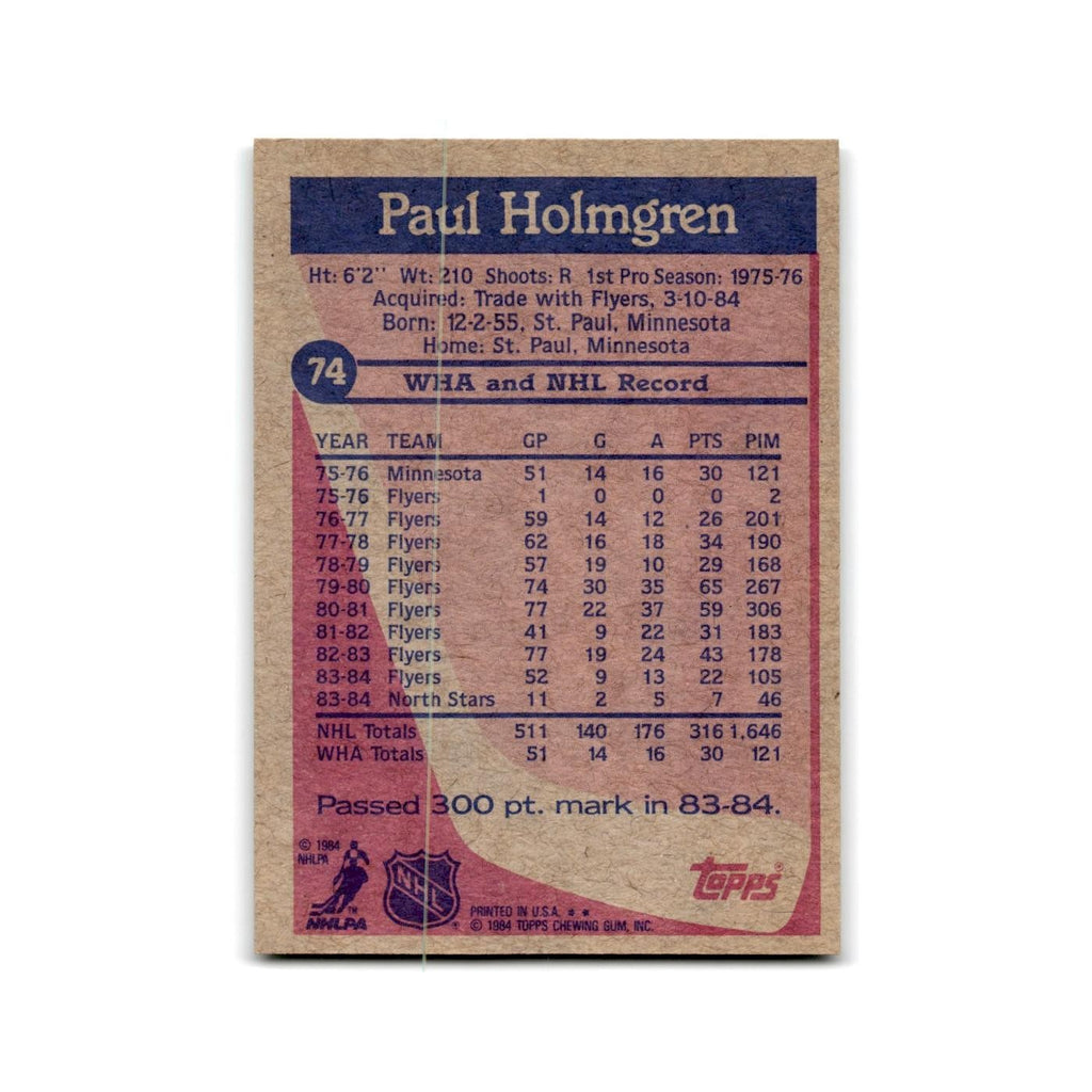 1984 Topps Paul Holmgren Minnesota North Stars #74