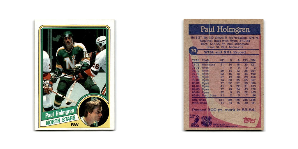 1984 Topps Paul Holmgren Minnesota North Stars #74