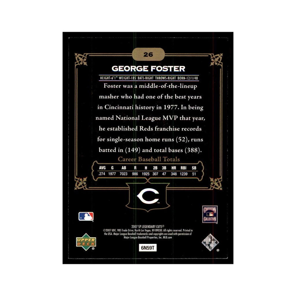 2007 SP Legendary Cuts Baseball Card George Foster #26
