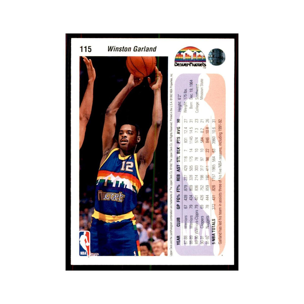 1992 Upper Deck Winston Garland Basketball Cards #115